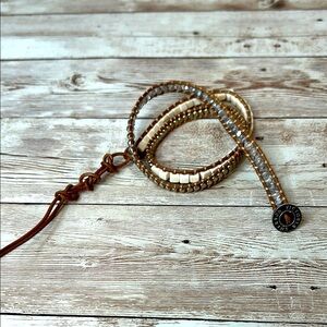 Victoria Emerson Stone and Crystal Wrap Bracelet with Button Closure